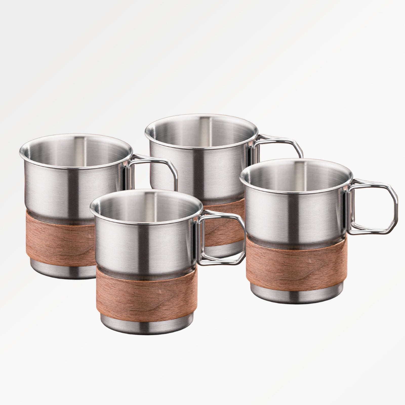 MOCKTAILHOUSE®×OUTDOOR 4点セット スタッキングステンレスマグ（木製リング・収納袋付属）