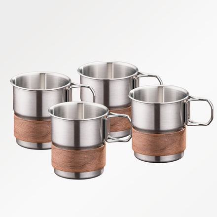 MOCKTAILHOUSE®×OUTDOOR 4点セット スタッキングステンレスマグ（木製リング・収納袋付属）