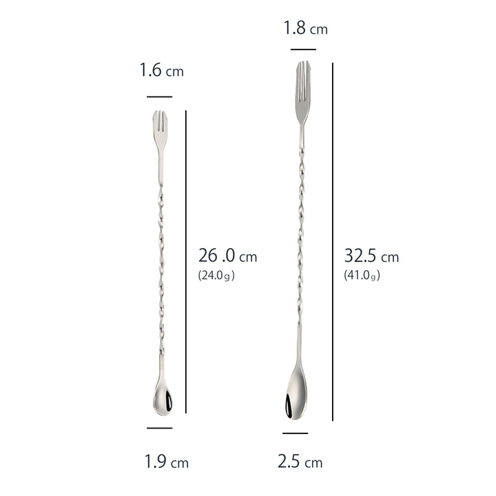 26cm／32cm。グラスの高さや使い方で選べます。26cm：家飲みグラスに扱いやすい。32cm：背の高いグラス・しっかり撹拌に。※サイズは目安です。手採寸のため誤差が生じる場合があります。